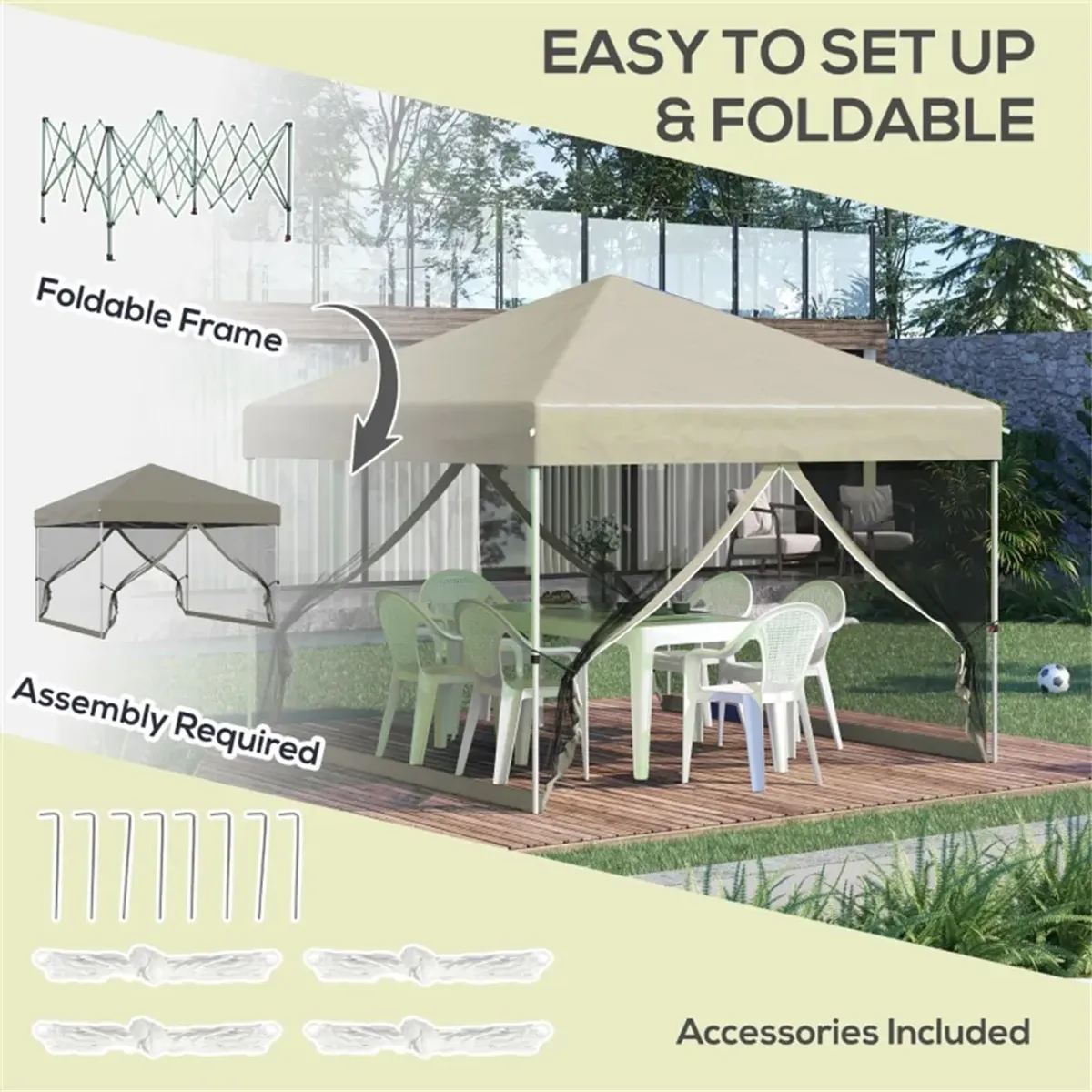 Portable Pop-Up Canopy Tent for Backyard and Beach Use