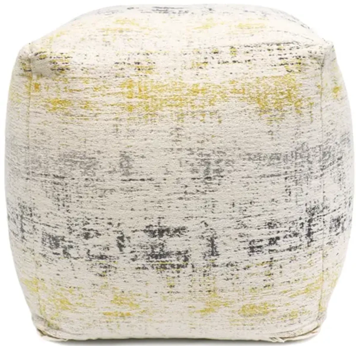 Pasargad Home Grandcanyon Jacquard Woven Cotton Poufs, Ivory/Gold