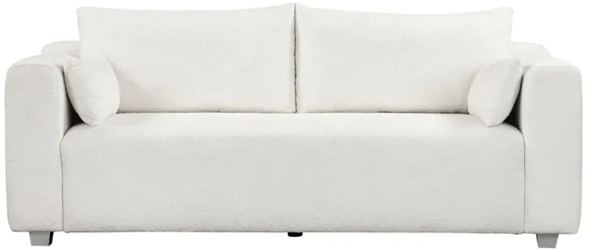 MONDAWE Modern Loop Yarn Fabric Sofa, One-Piece Seat Frame, Minimalist 2-3 Seat Couch Easy to Install, Loveseats with Extra Wide Domed Arms