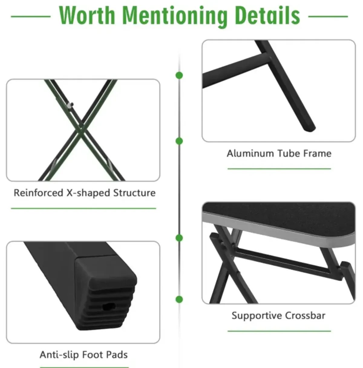 Hivvago Patio Folding Square Dining Table with Aluminum Frame and Tempered Glass top