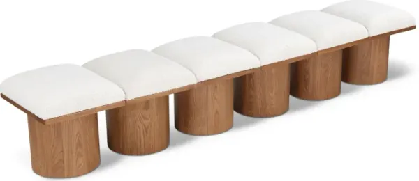 Meridian Furniture Pavilion Cream Boucle Fabric Bench