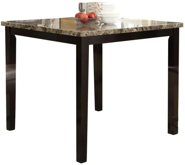 Spacious Wooden Counter High Table Faux Marble Top Brown - Benzara
