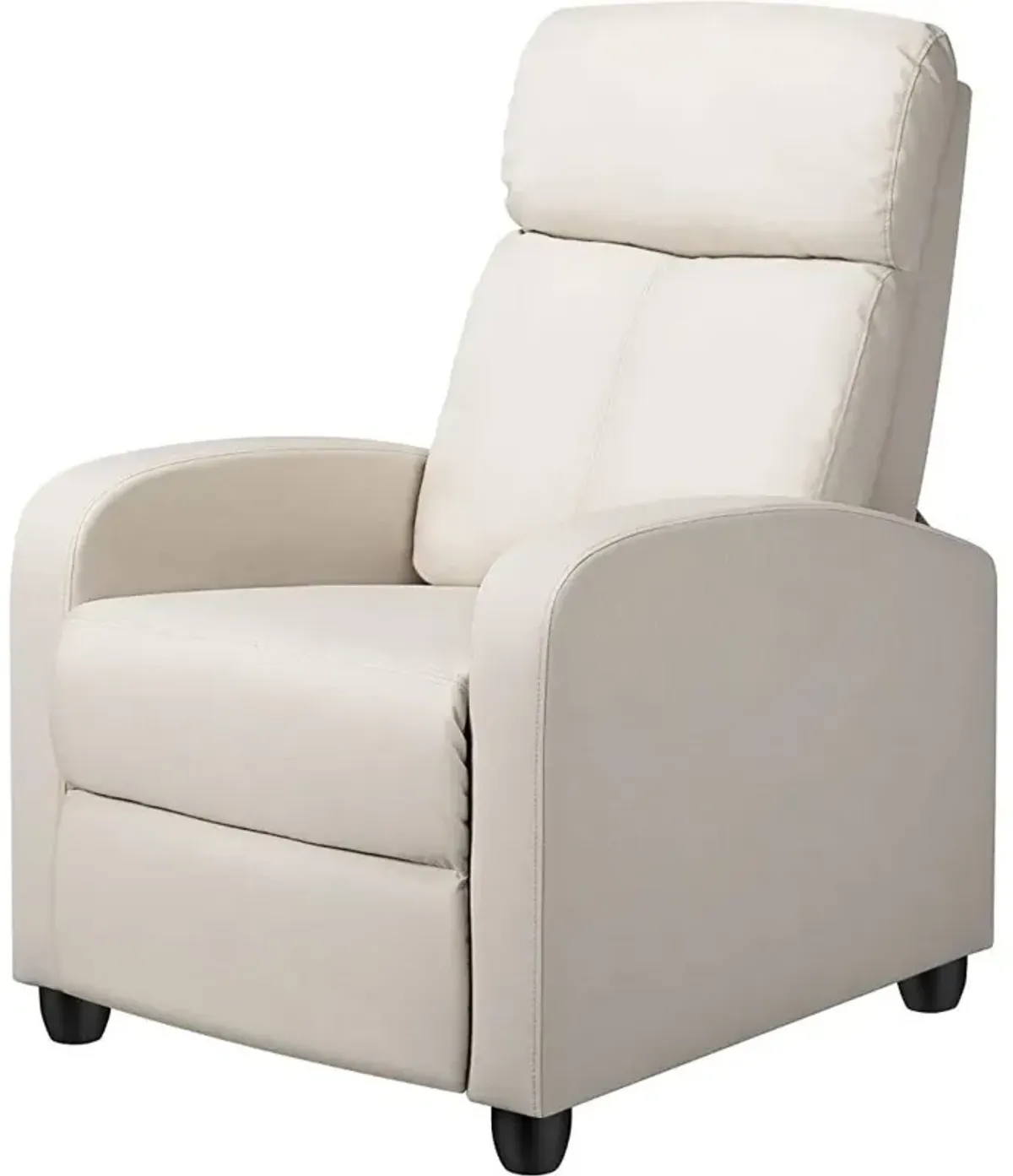 Off White High-Density Faux Leather Push Back Recliner Chair