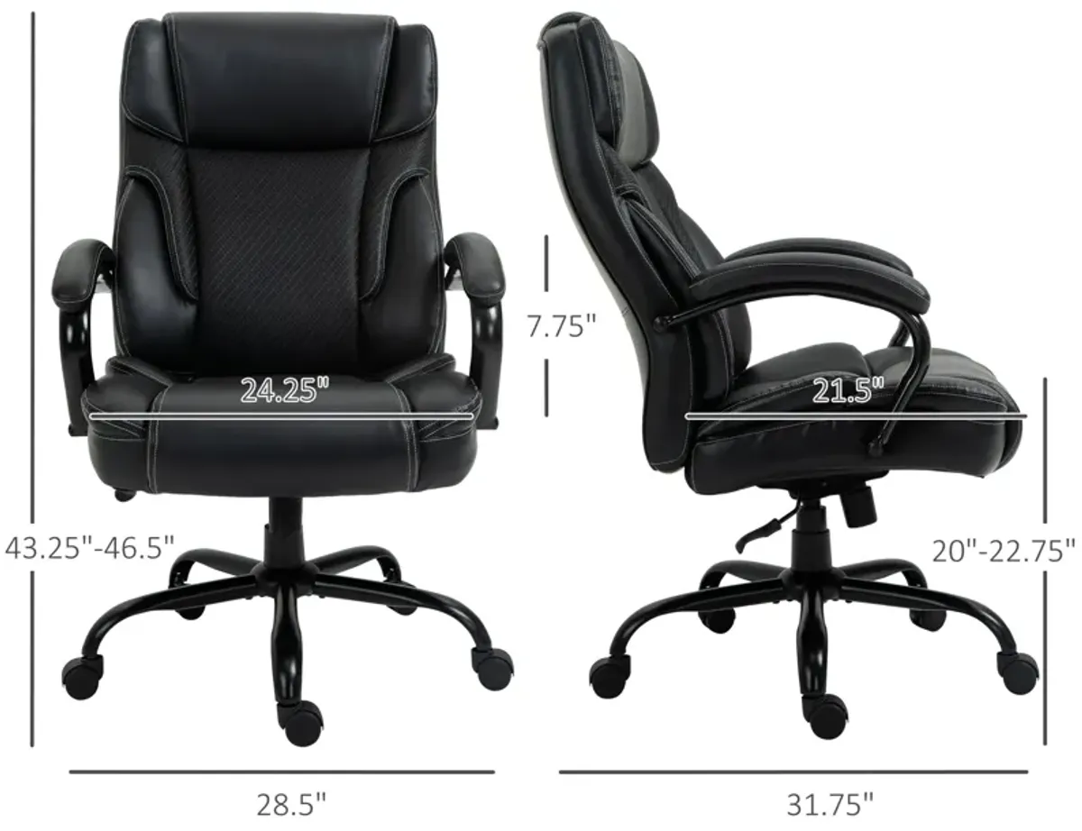 Black Ergonomic Giant: 484LBS PU Leather Reclining Task Chair