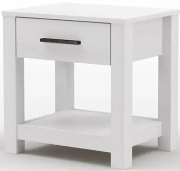 Hivvago Farmhouse Traditional Rustic White Pine Wood 1 Drawer Nightstand Bedside Table