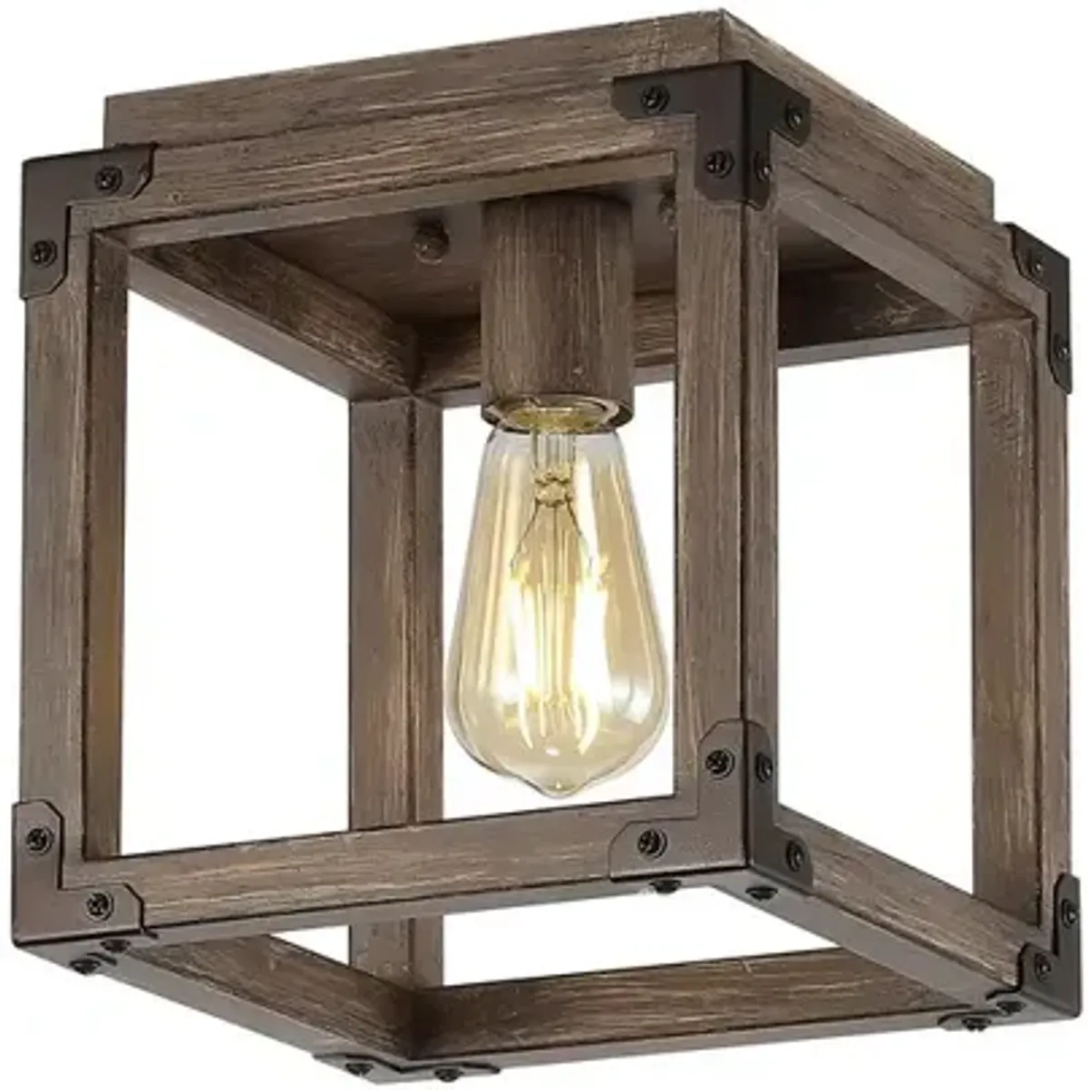 Magnolia Iron Rustic Farmhouse LED Flush Mount