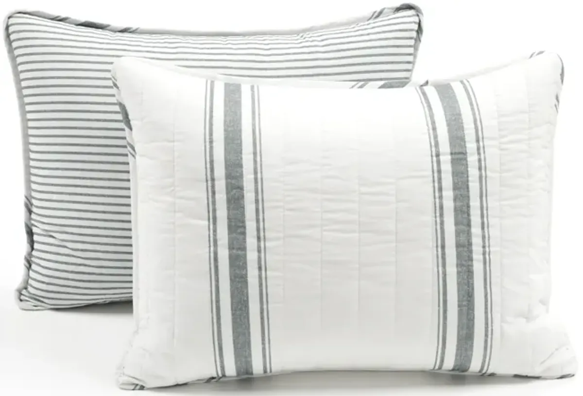 Farmhouse Stripe Reversible Cotton Quilt 3Pc Set