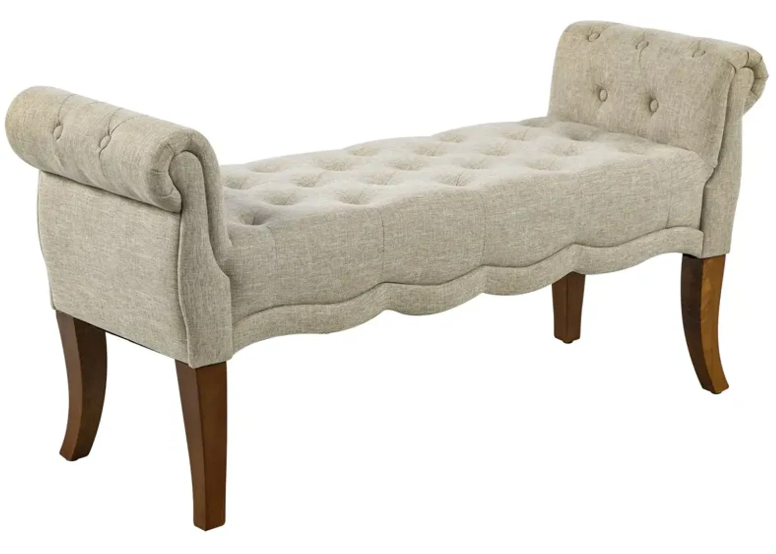 Beige Entryway Bench: Traditional Button-Tufted Shoe Storage