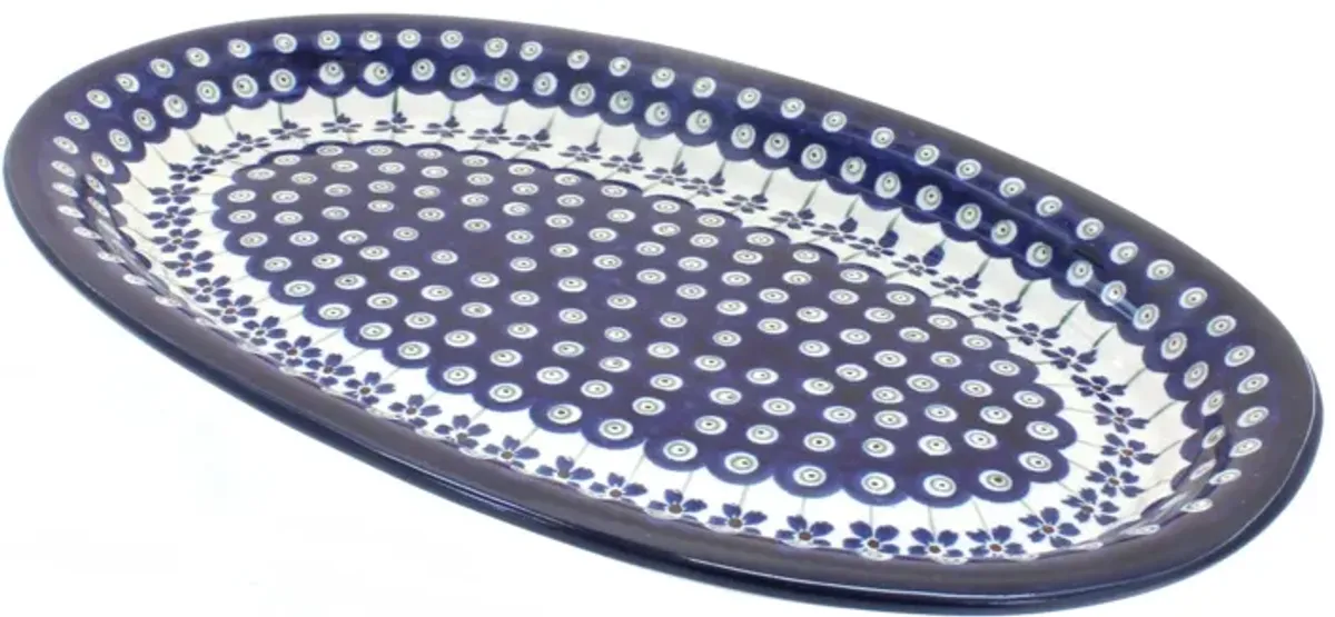 Blue Rose Polish Pottery Nature Large Oval Platter