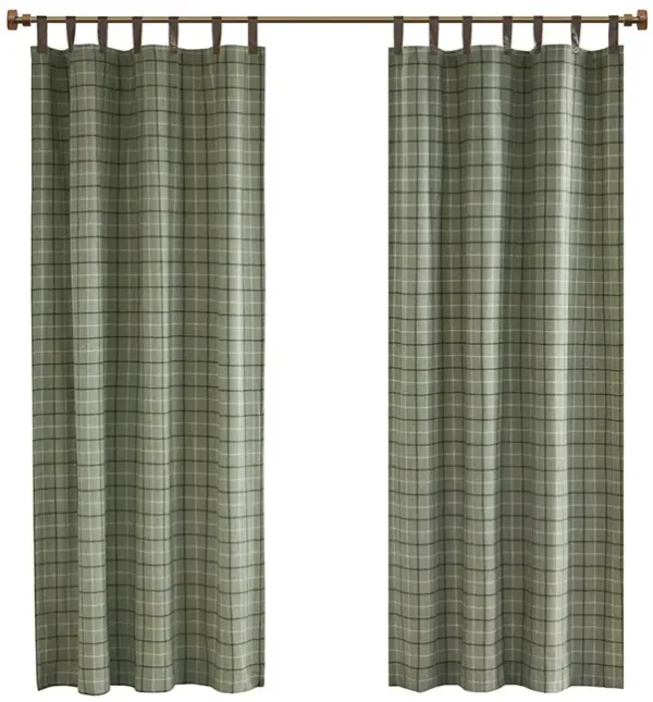 Gracie Mills Brianna Rustic Plaid Faux Leather Tab Top Curtain Panel