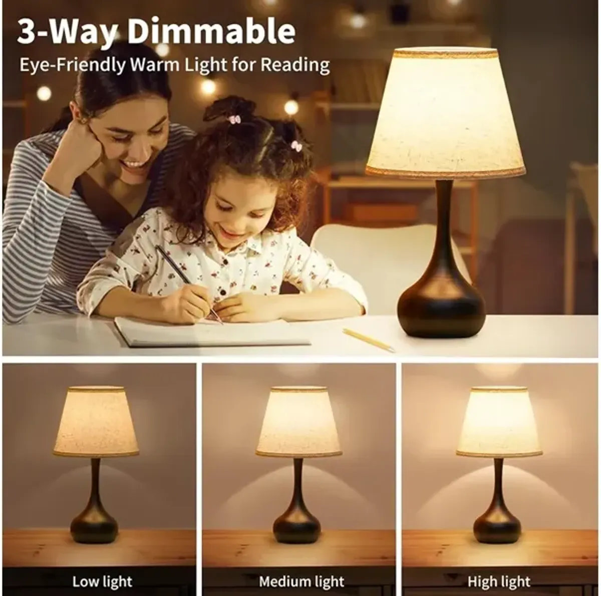 Touch Bedside Lamp for Bedroom