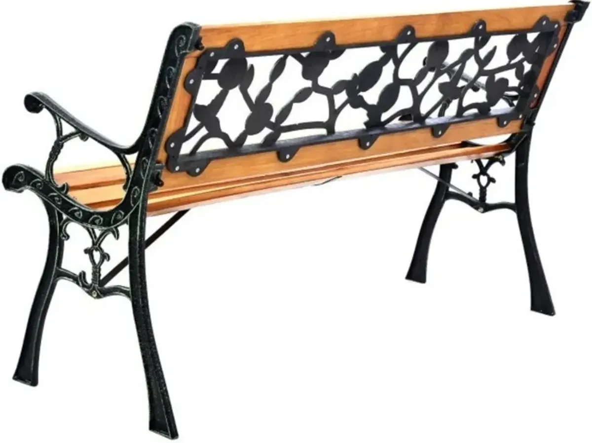 Hivvago Flowers Outdoor Patio Park Cast Iron Garden Porch Chair Bench