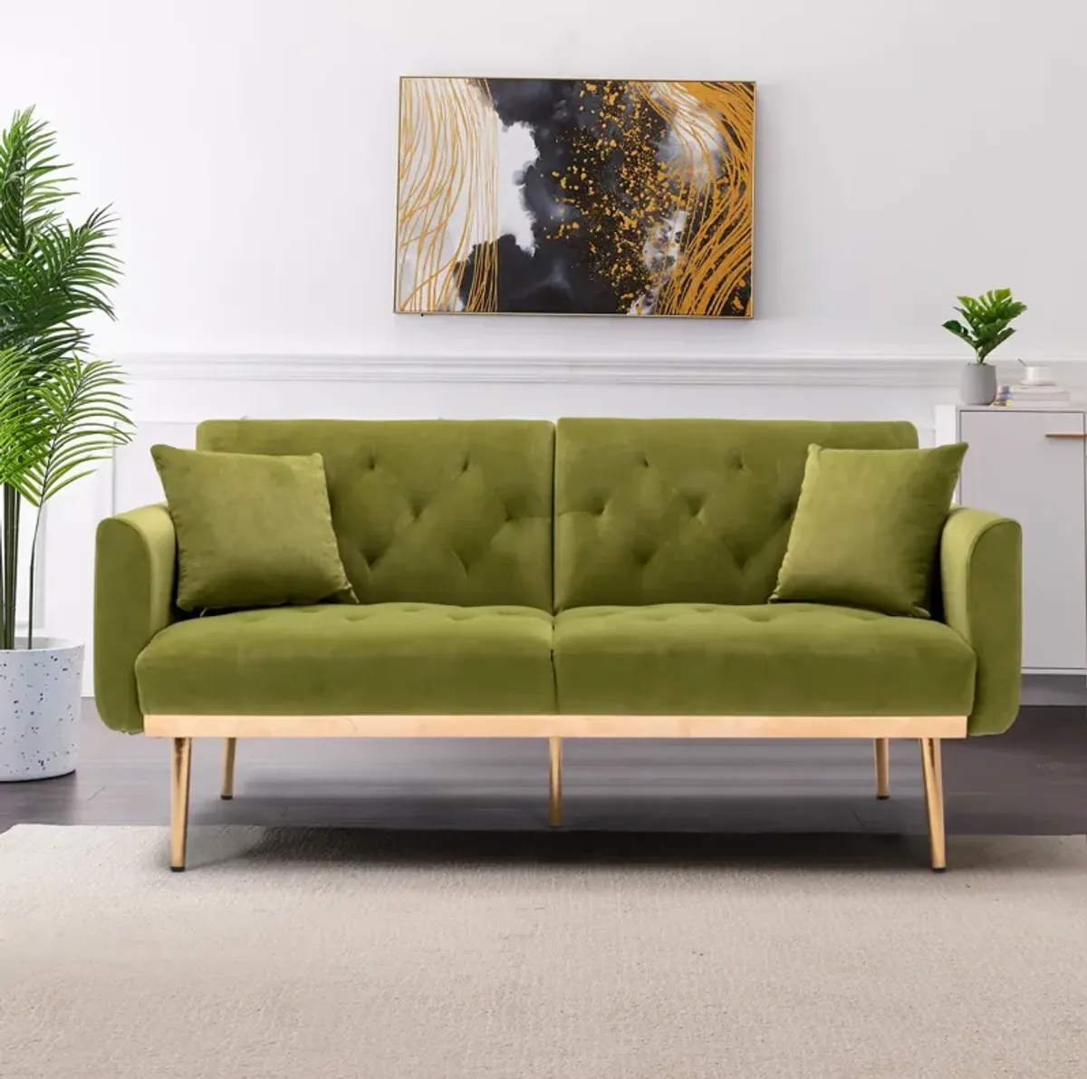 Velvet Loveseat Sofa with Metal Feet