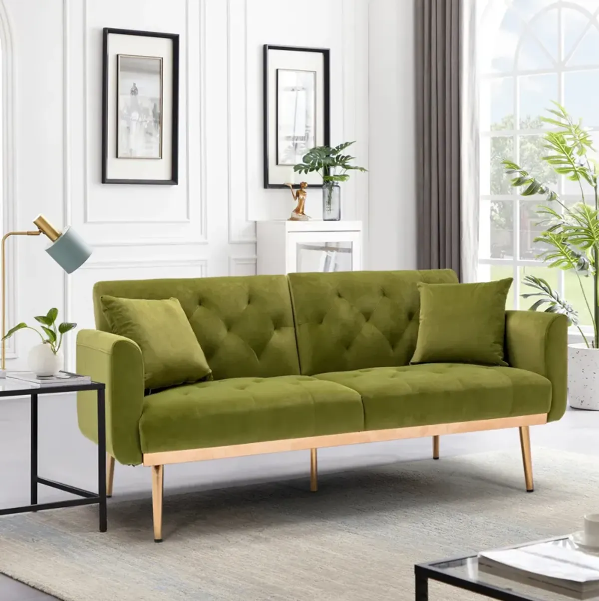 Velvet Loveseat Sofa with Metal Feet