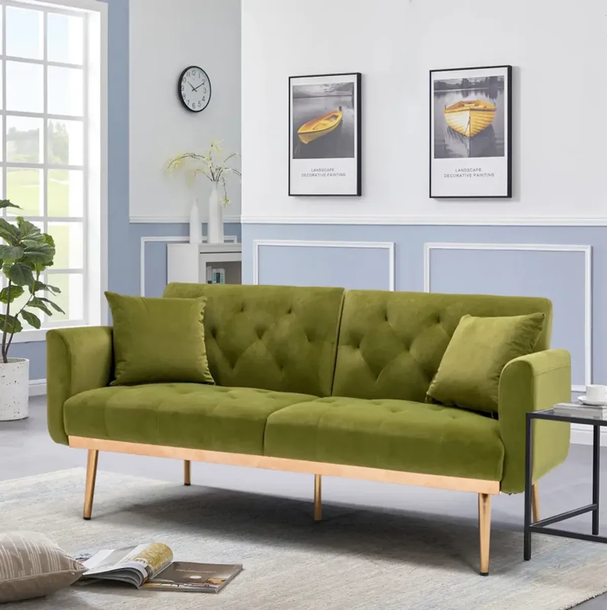 Velvet Loveseat Sofa with Metal Feet