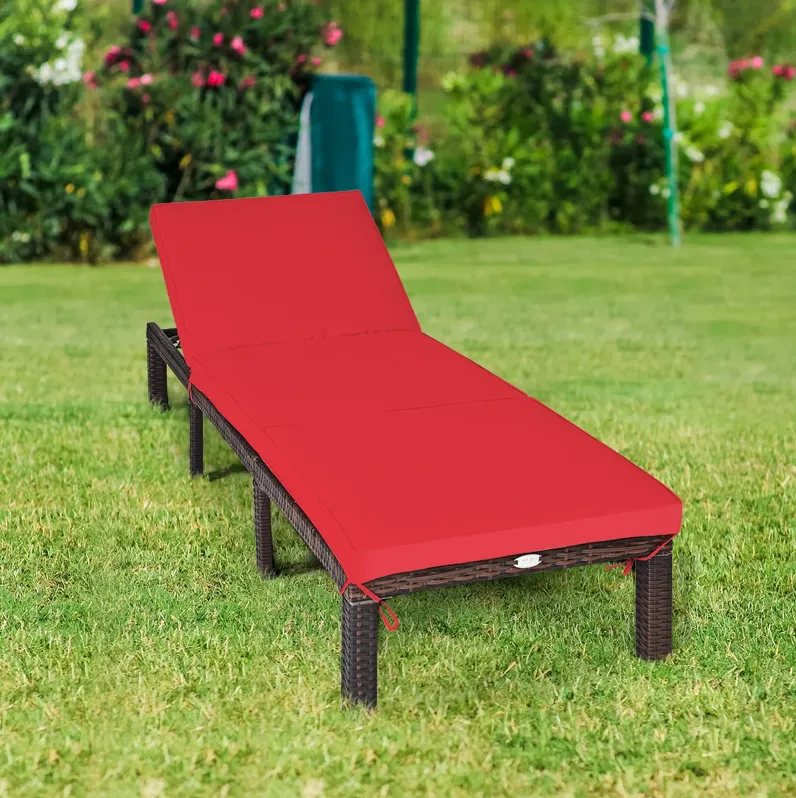 Outdoor Rattan Adjustable Cushioned Chaise