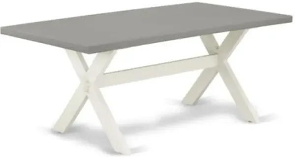 East West Furniture 1-Piece Dining Table with Rectangular Cement Table top and Linen White Wooden Legs Finish