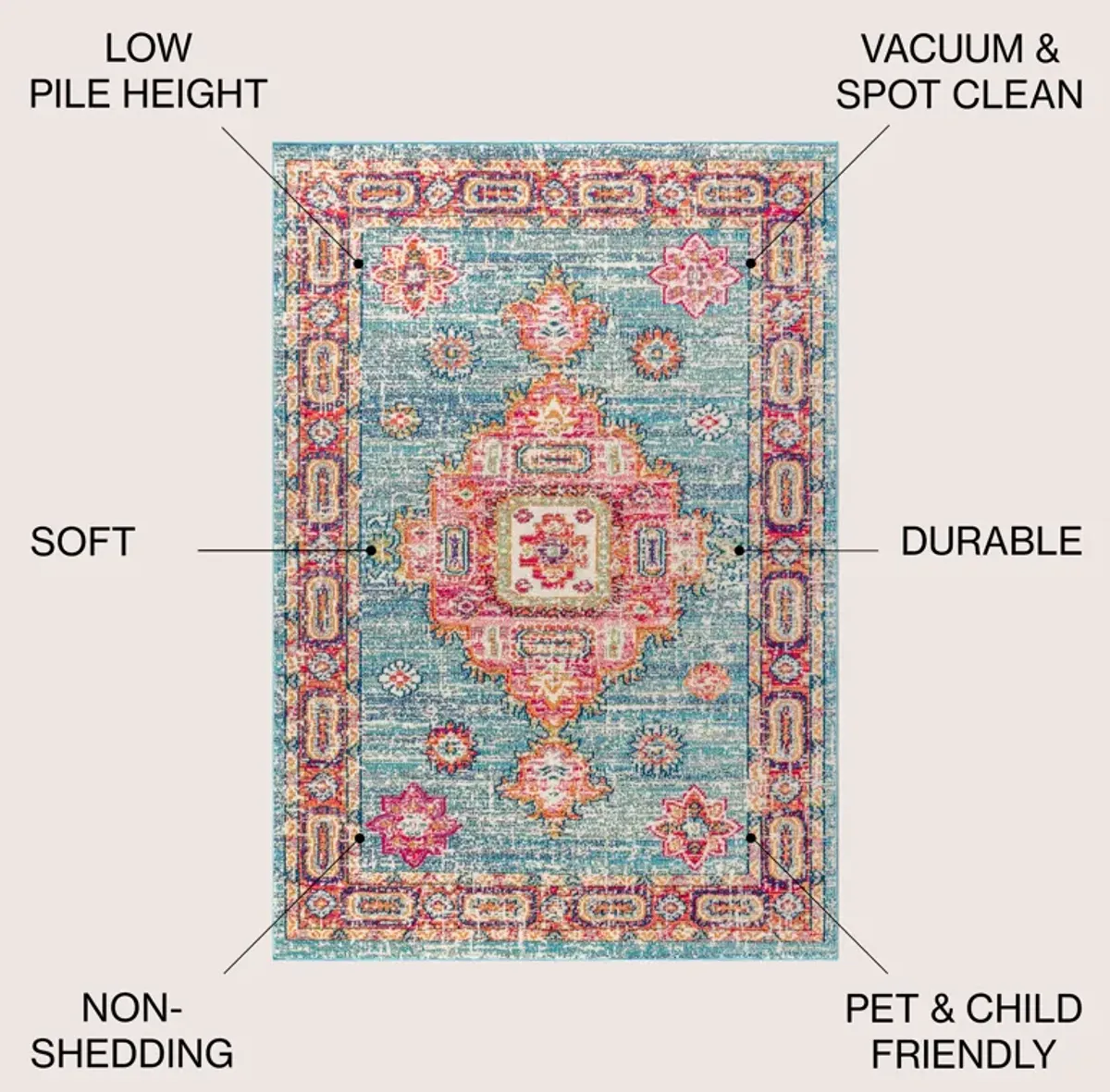 Bpl Bohemian Flair Boho Vintage Medallion Area Rug