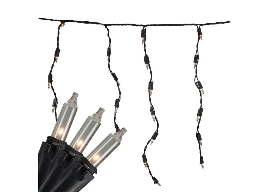 100 Count Clear Mini Icicle Christmas Lights - 3.5 ft Black Wire