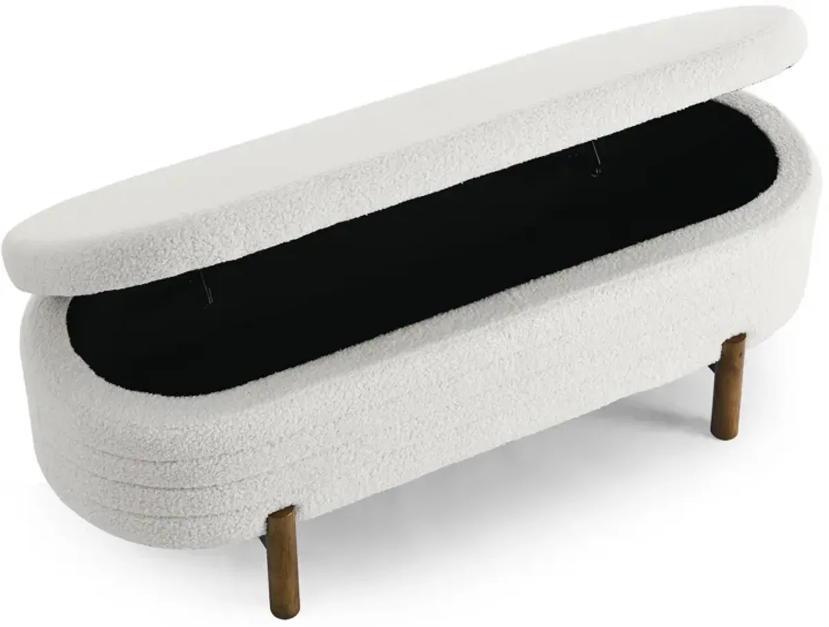 Gewnee Ottoman Oval Storage Bench,Beige