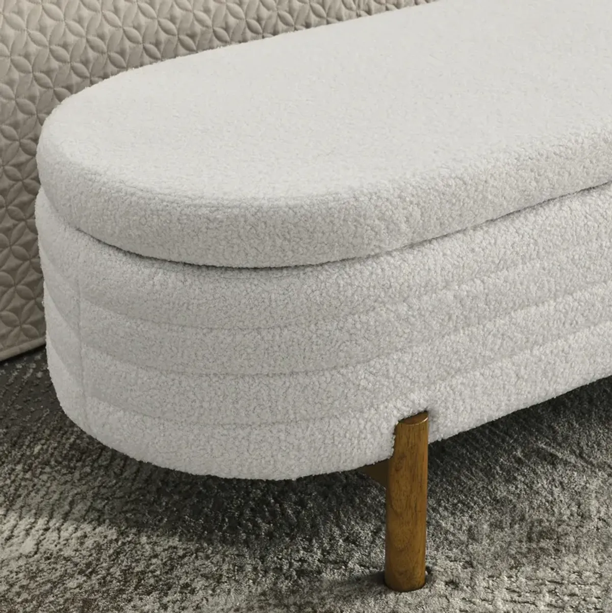 Gewnee Ottoman Oval Storage Bench,Beige