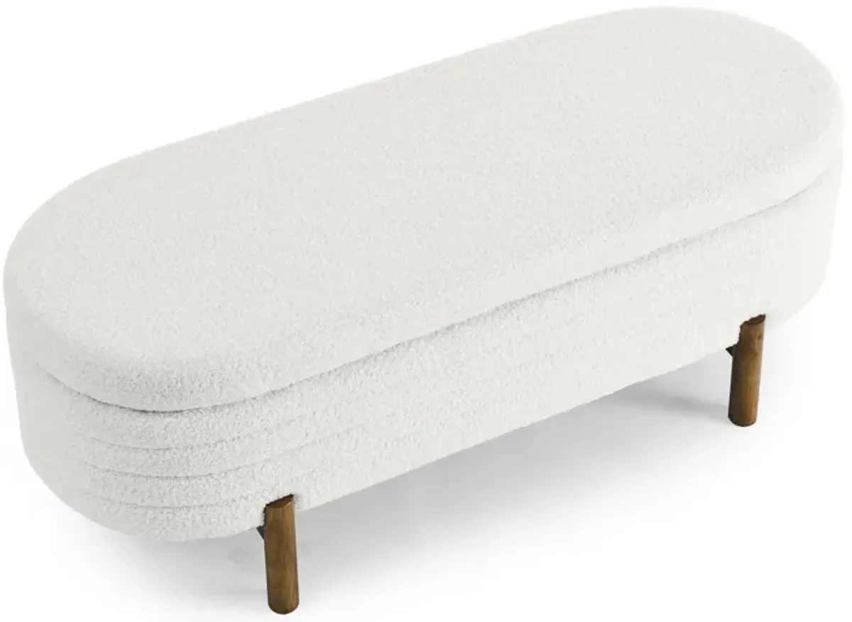 Gewnee Ottoman Oval Storage Bench,Beige