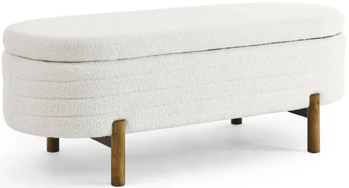 Gewnee Ottoman Oval Storage Bench,Beige