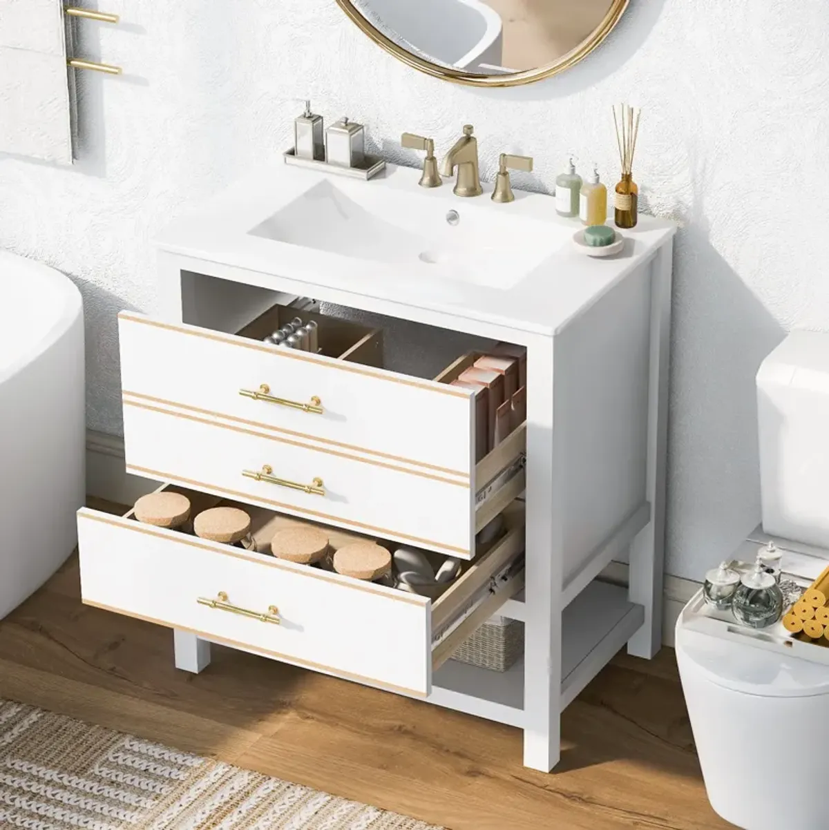 Merax Bathroom Vanity Cabinet with 2 Drawers