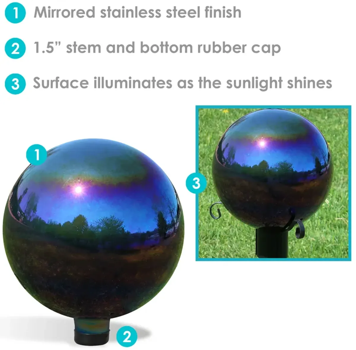 Sunnydaze Set of 2 10" Mirrored Stainless Steel Gazing Globe