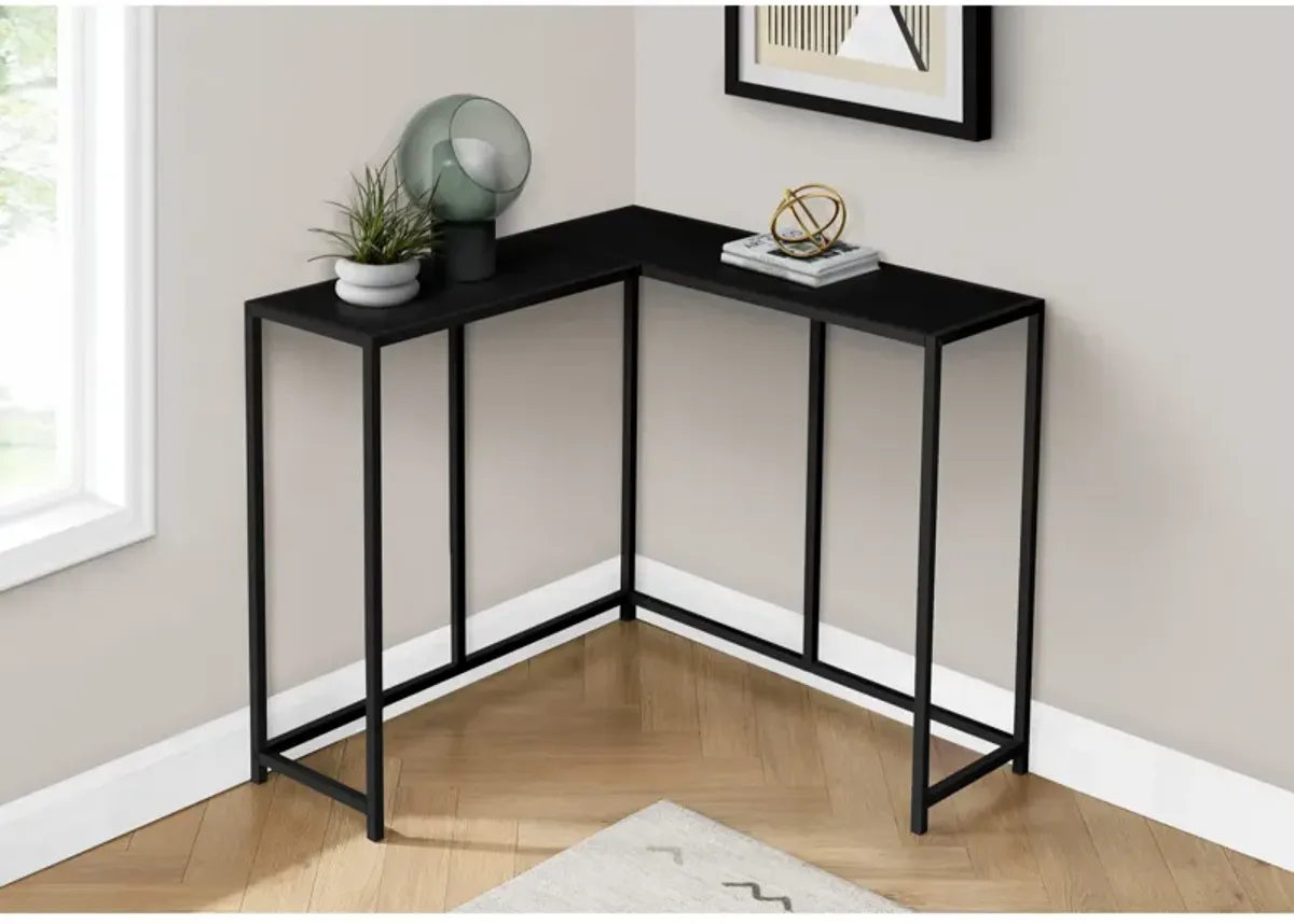 Monarch Specialties I 2157 Accent Table, Console, Entryway, Narrow, Corner, Living Room, Bedroom, Metal, Laminate, Black, Contemporary, Modern