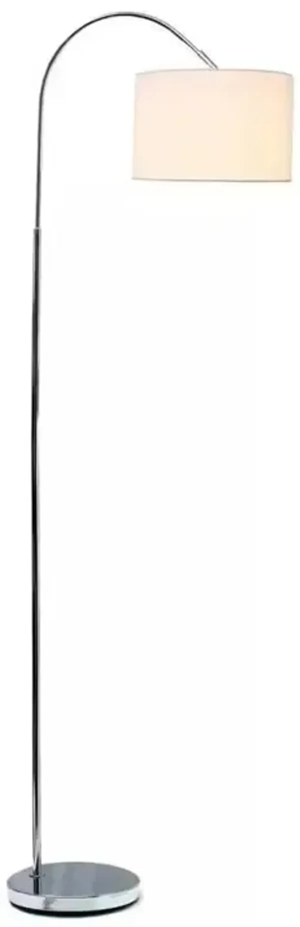 Hivvago Modern Mid-Century Floor Lamp in Brushed Nickel Finish with White Drum Shade