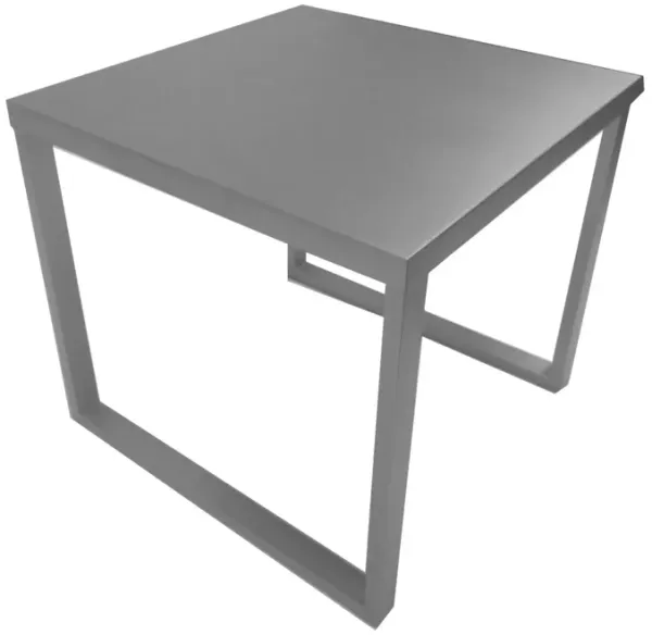 Tom 22 Inch Side End Table, Square Top, Square Legs, Gray Brushed Metal - Benzara