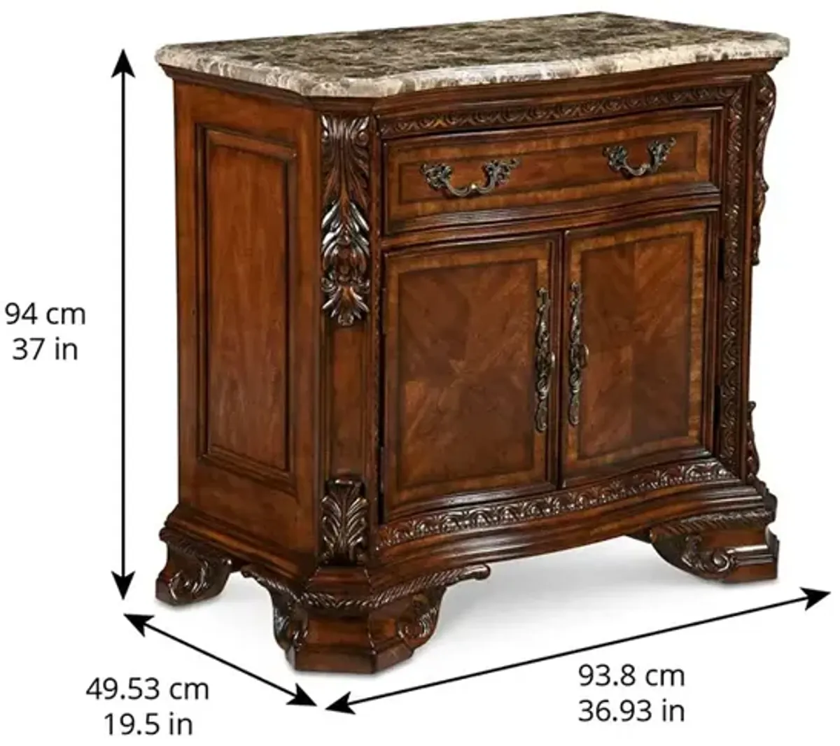 Old World Marble Top Nightstand