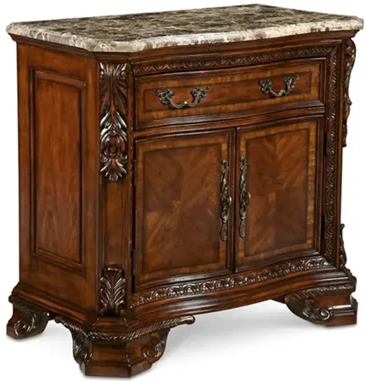 Old World Marble Top Nightstand