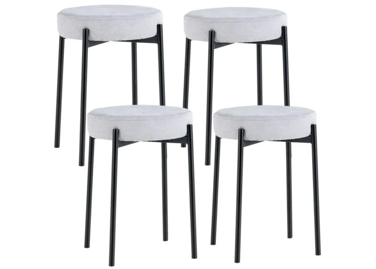 Hivvago Bar Stools Set of 4 Upholstered Kitchen Stools with Foot Pads