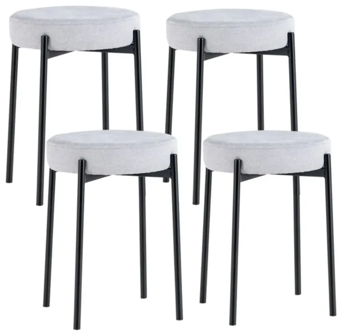 Hivvago Bar Stools Set of 4 Upholstered Kitchen Stools with Foot Pads