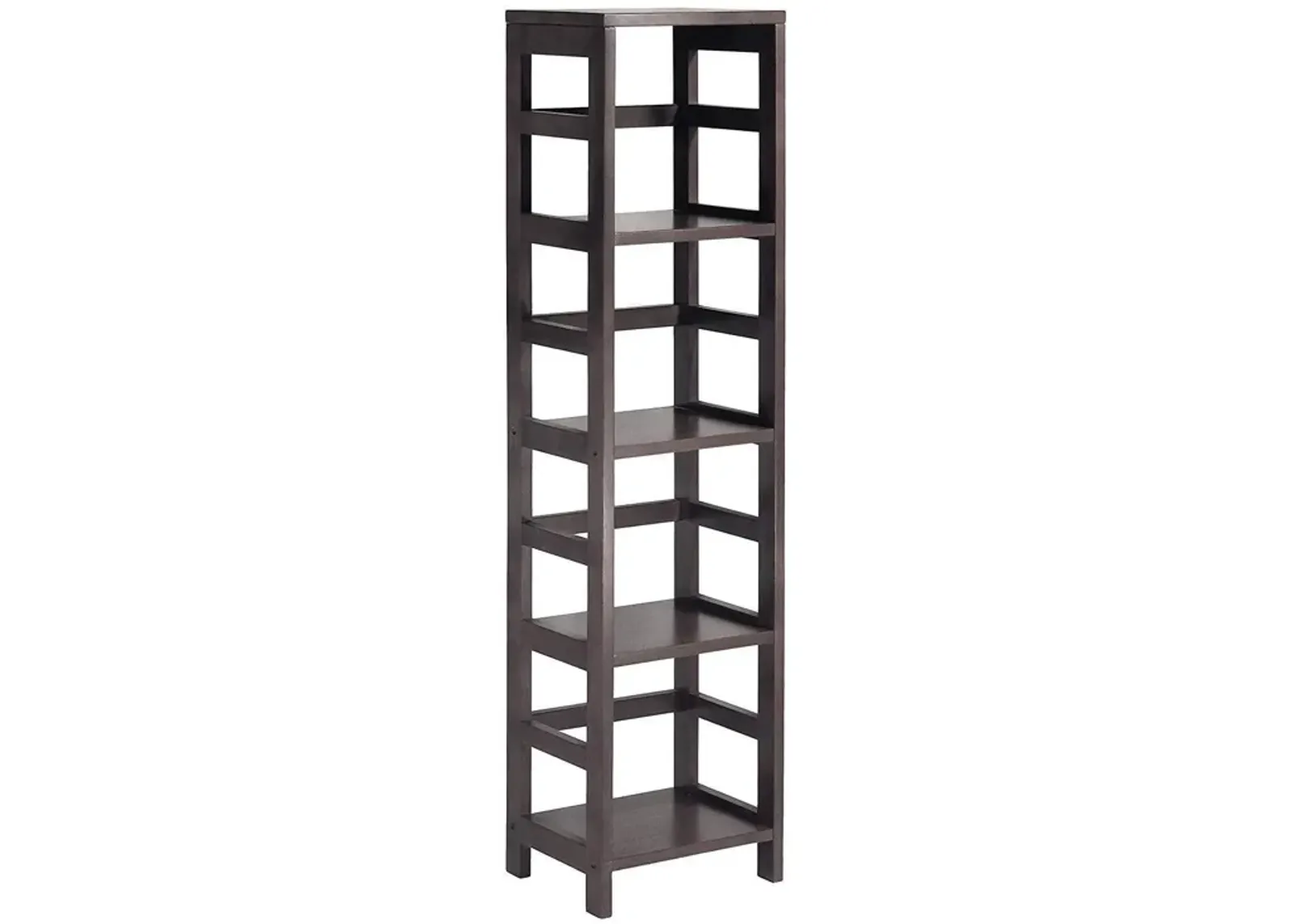 Yardlio Wood Narrow Four-Shelf Modular Shelving Unit - Espresso Finish