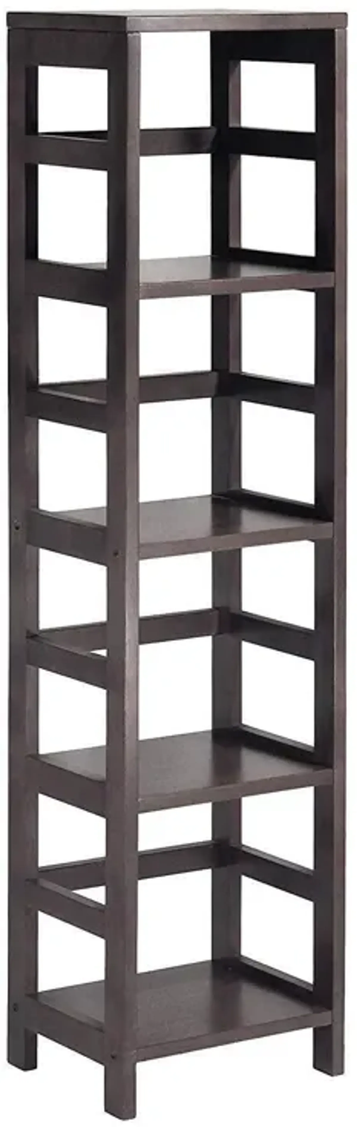 Yardlio Wood Narrow Four-Shelf Modular Shelving Unit - Espresso Finish