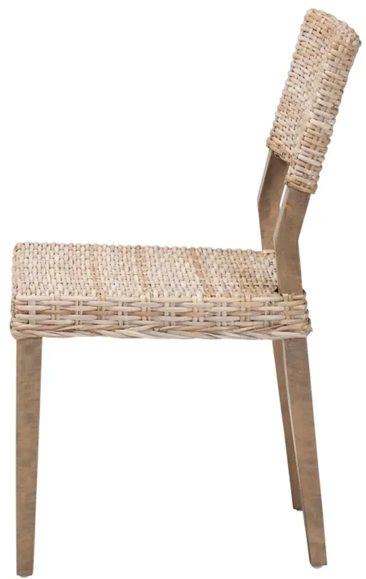 Bali & Pari Barossa Bohemian Grey Kubu Rattan And Mahogany Wood Dining Chair