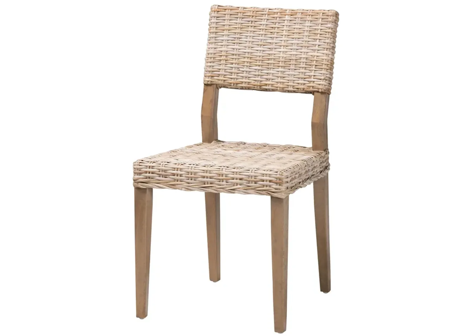 Bali & Pari Barossa Bohemian Grey Kubu Rattan And Mahogany Wood Dining Chair