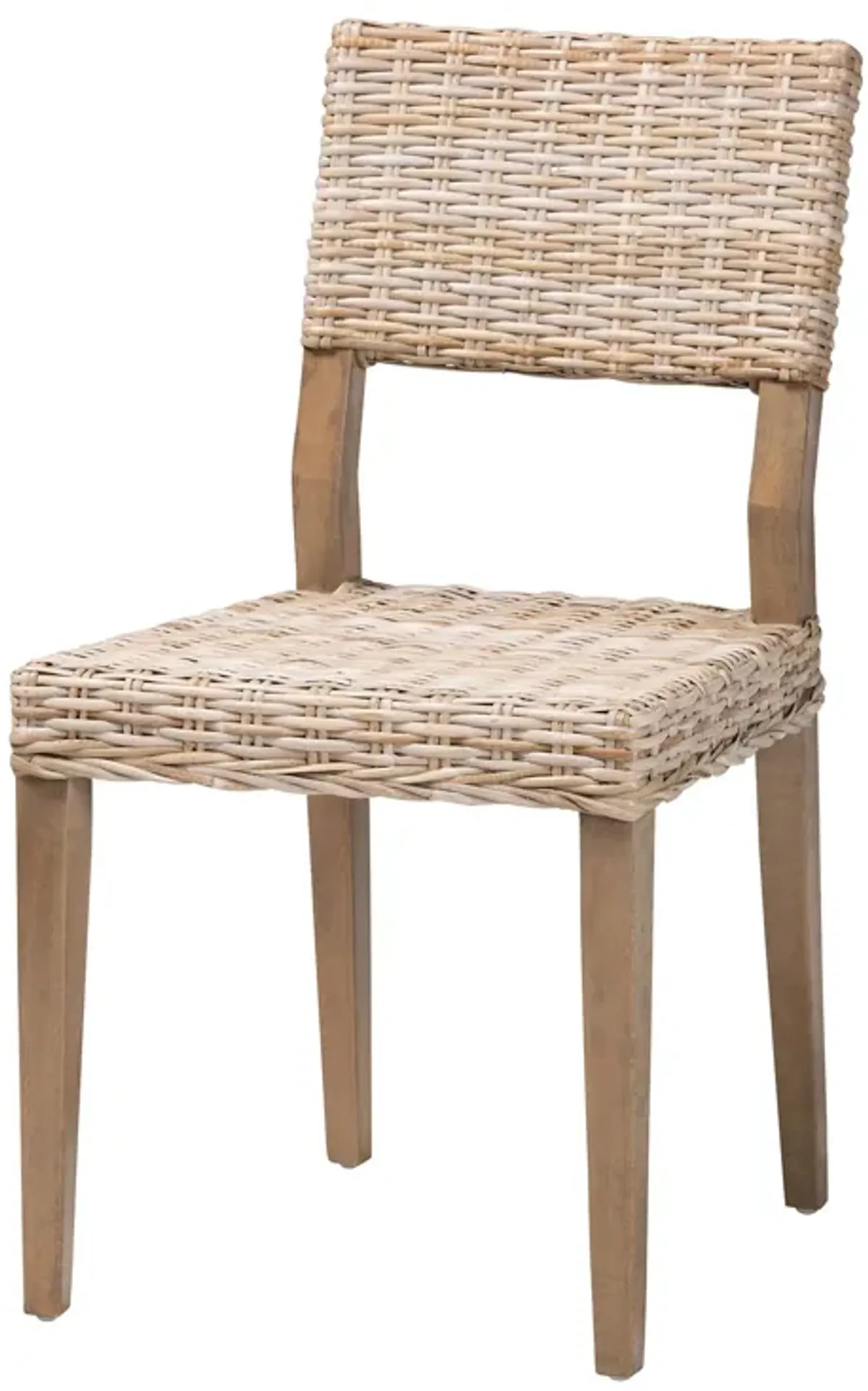 Bali & Pari Barossa Bohemian Grey Kubu Rattan And Mahogany Wood Dining Chair