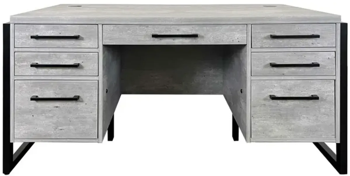 Mason 66" Double Pedestal Desk in Grey