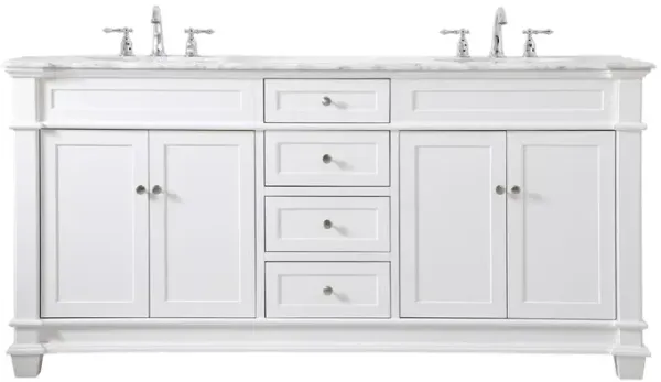 Elegant Kitchen and Bath 72 inch Double Bathroom Vanity set in White