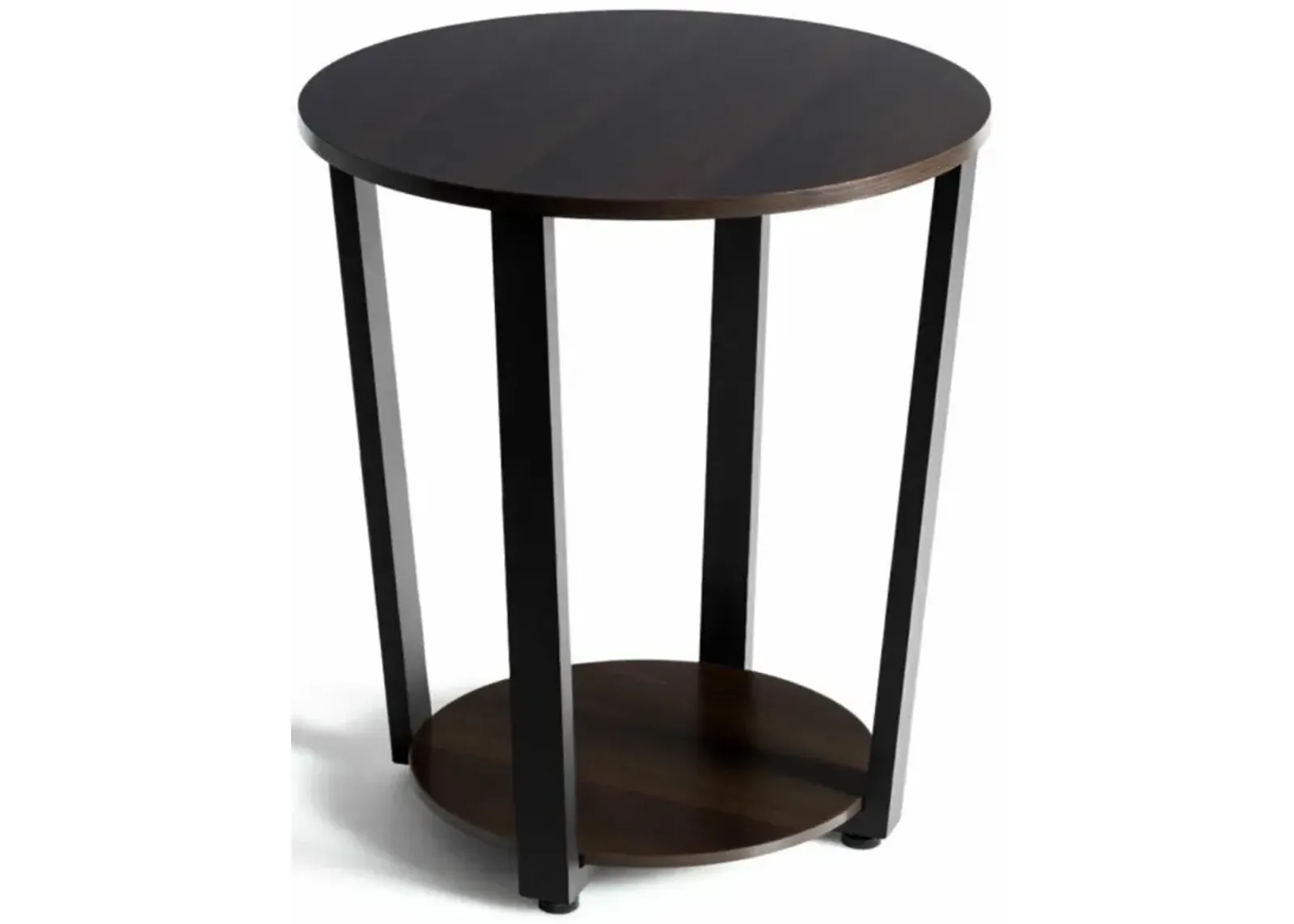 Hivvago 2-tier Round End Table with Storage Shelf and Metal Frame