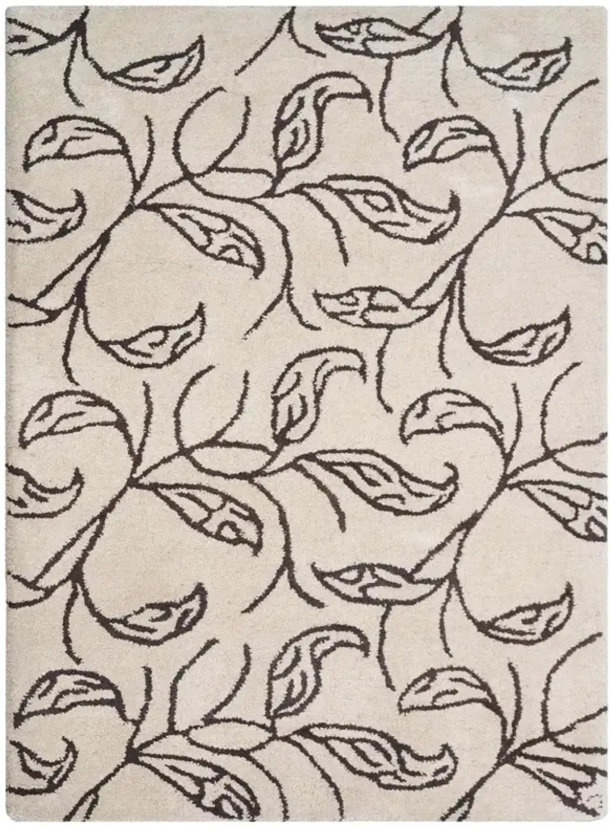 RUGSOTIC CARPETS HAND TUFTED WOOL ECO-FRIENDLY AREA RUGS  - 4'x6', Rectangle Shape, Beige & Brown, Floral Modern Design, High Pile Thick Handmade Area Rugs for Living Room, Bed Room (K00726)