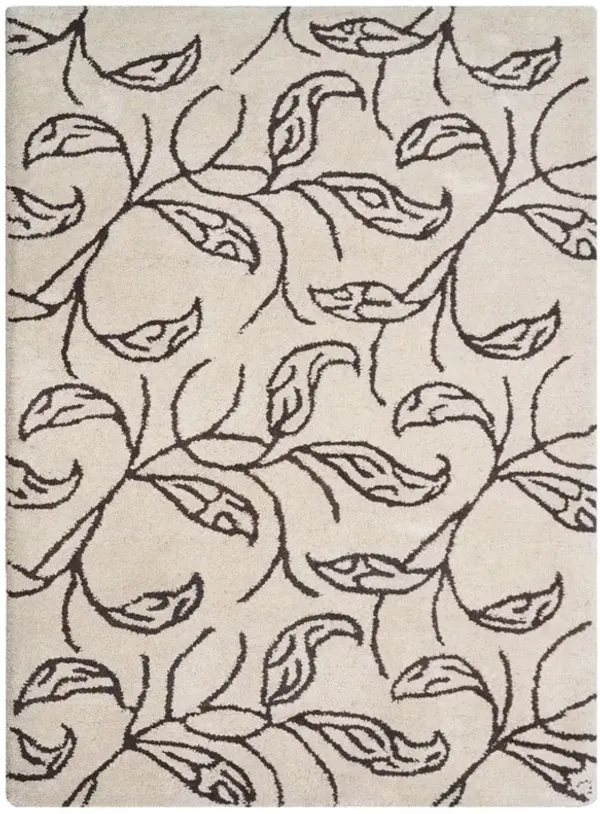 RUGSOTIC CARPETS HAND TUFTED WOOL ECO-FRIENDLY AREA RUGS  - 4'x6', Rectangle Shape, Beige & Brown, Floral Modern Design, High Pile Thick Handmade Area Rugs for Living Room, Bed Room (K00726)