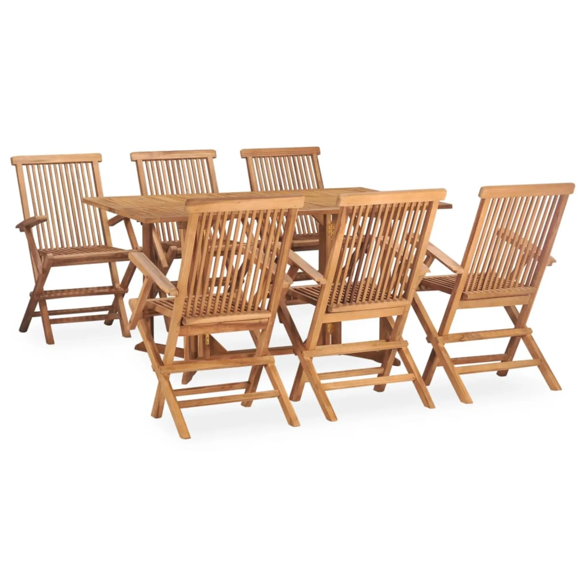 vidaXL 7 Piece Folding Outdoor Dining Set Solid Teak Wood