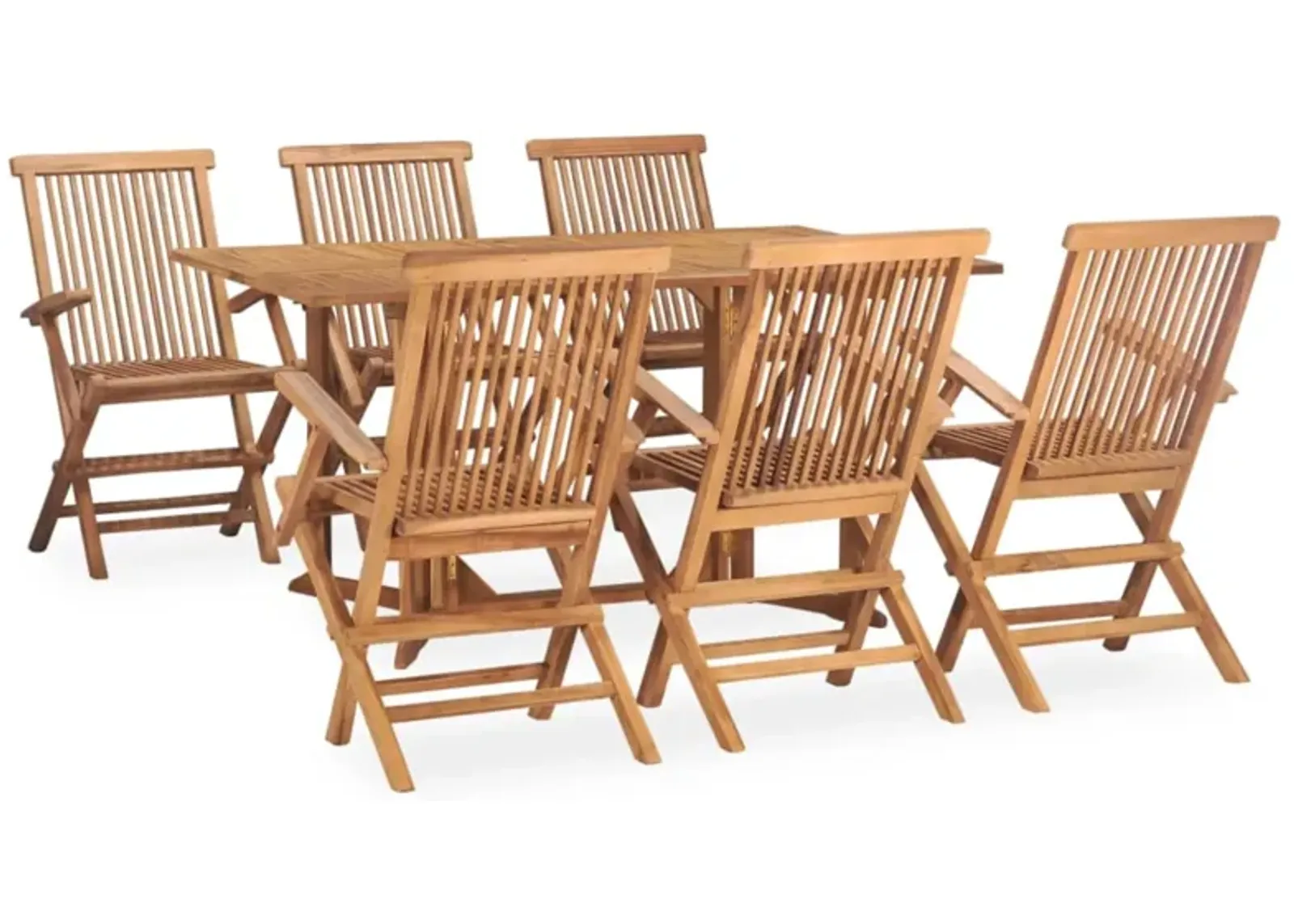 vidaXL 7 Piece Folding Outdoor Dining Set Solid Teak Wood