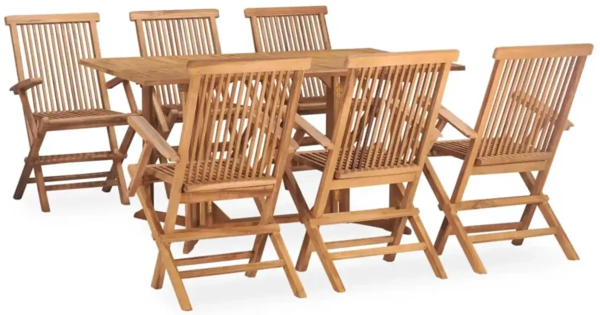 vidaXL 7 Piece Folding Outdoor Dining Set Solid Teak Wood