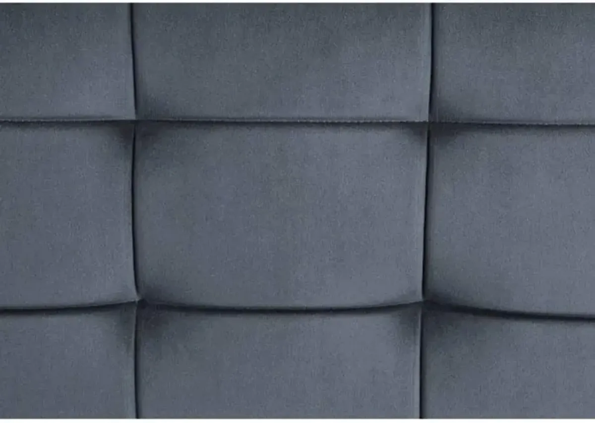 Ottoman in Tufted Gray Velvet and Sandy Gray